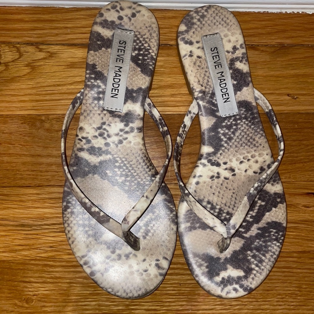 Snakeskin Steve Madden Flip Flops